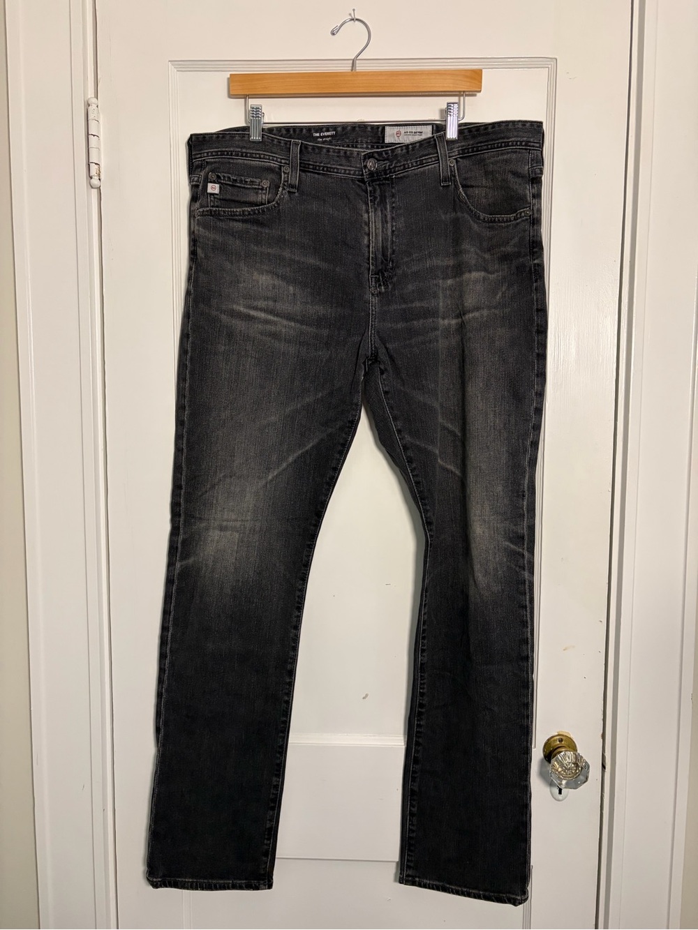 Ag Adriano Goldschmied Men's Faded Black Straight Jeans